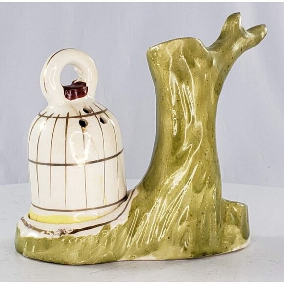 Vintage Bird Cage Tree Salt Pepper Shaker Set Occupied Japan Missing Cat - Picture 2 of 8